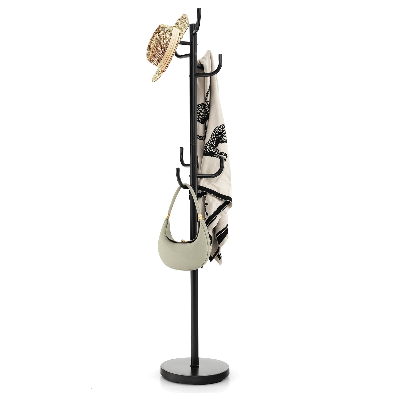 Tangkula Coat Rack Freestanding Heavy Duty Metal Coat Tree